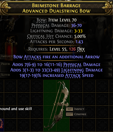 POE 2 Items Early Access SC BRIMSTONE BARRAGE ADVANCED DUALSTRING BOW