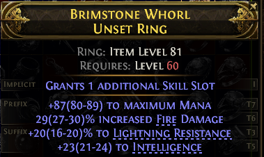 POE 2 Items Early Access SC BRIMSTONE WHORL UNSET RING