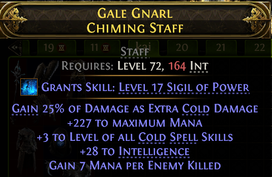 POE 2 Items Early Access SC GALE GNARL CHIMING STAFF 19 11 STAFFI 20 21 22