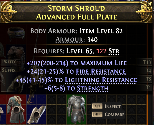 POE 2 Items Early Access SC STORM SHROUD ADVANCED FULL PLATE