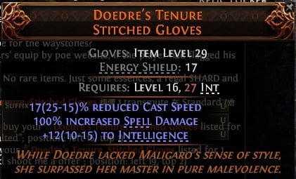 POE 2 Items Early Access SC DOEDRE'S TENURE STITCHED GLOVES#654504